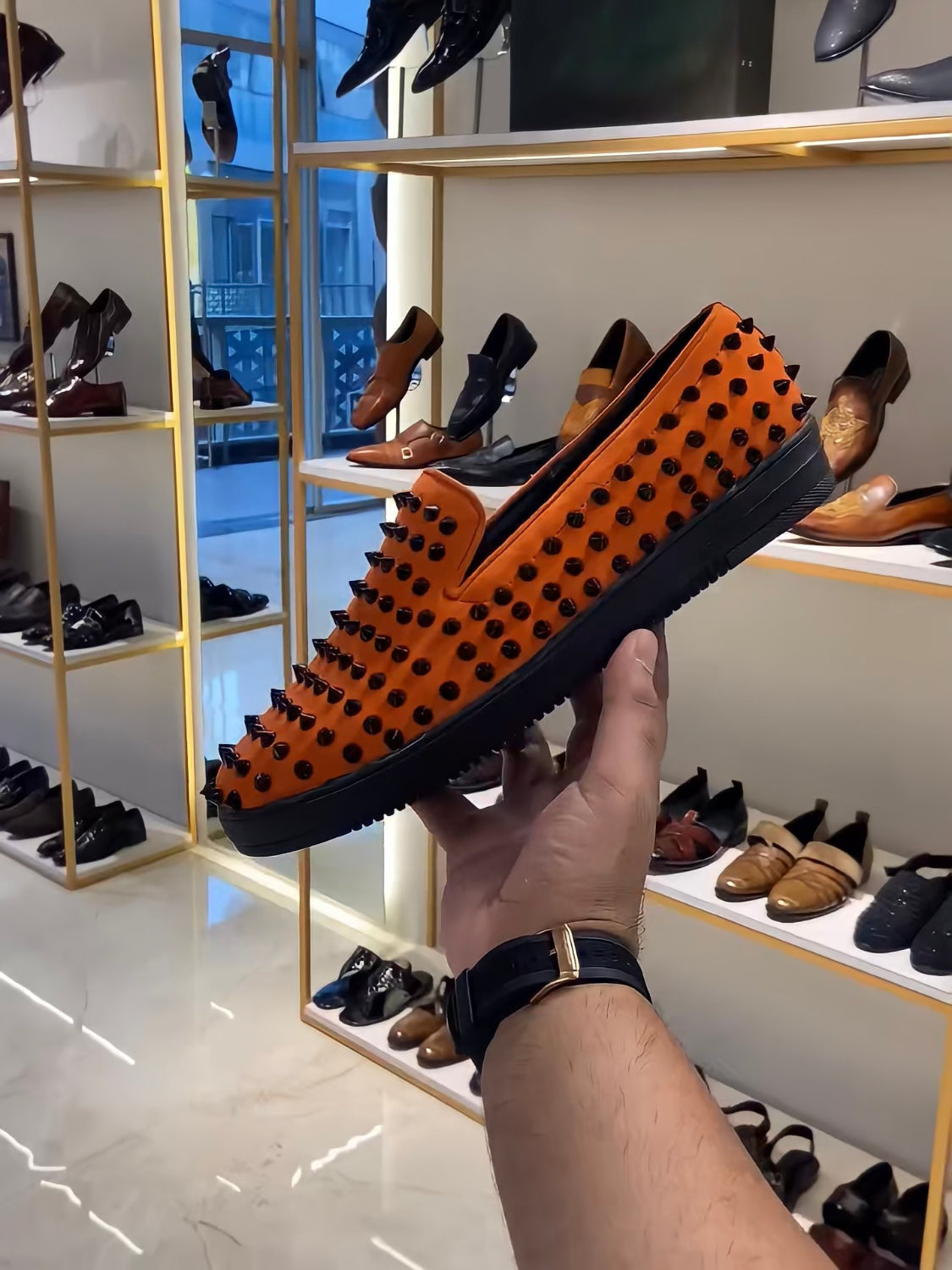 Orange Studded Sneakers