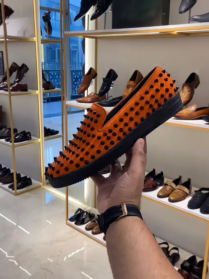 Orange Studded Sneakers