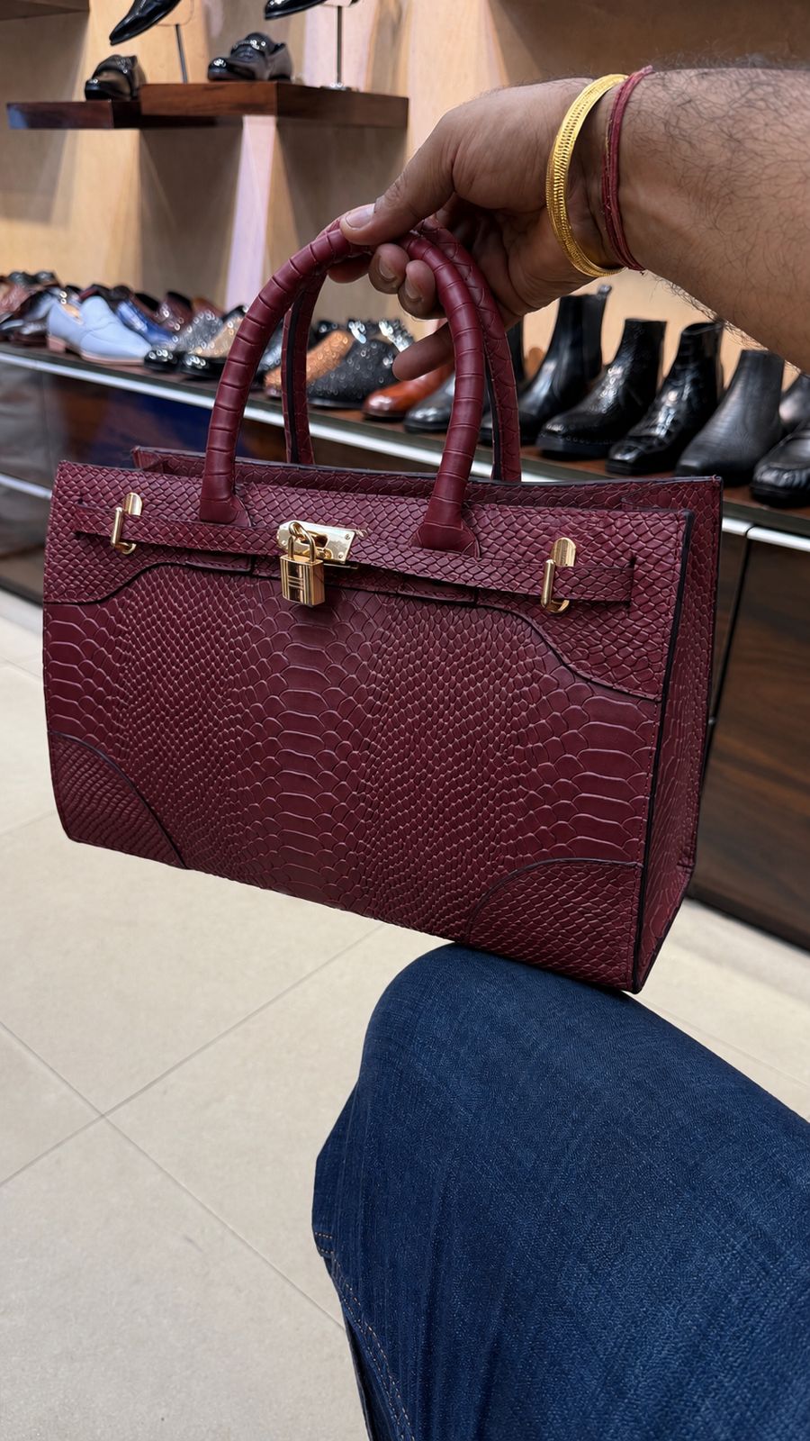 Burgundy Cobra Scaled Bag