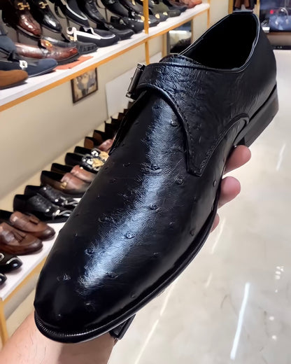 Black Ostrich Scaled Single Monks