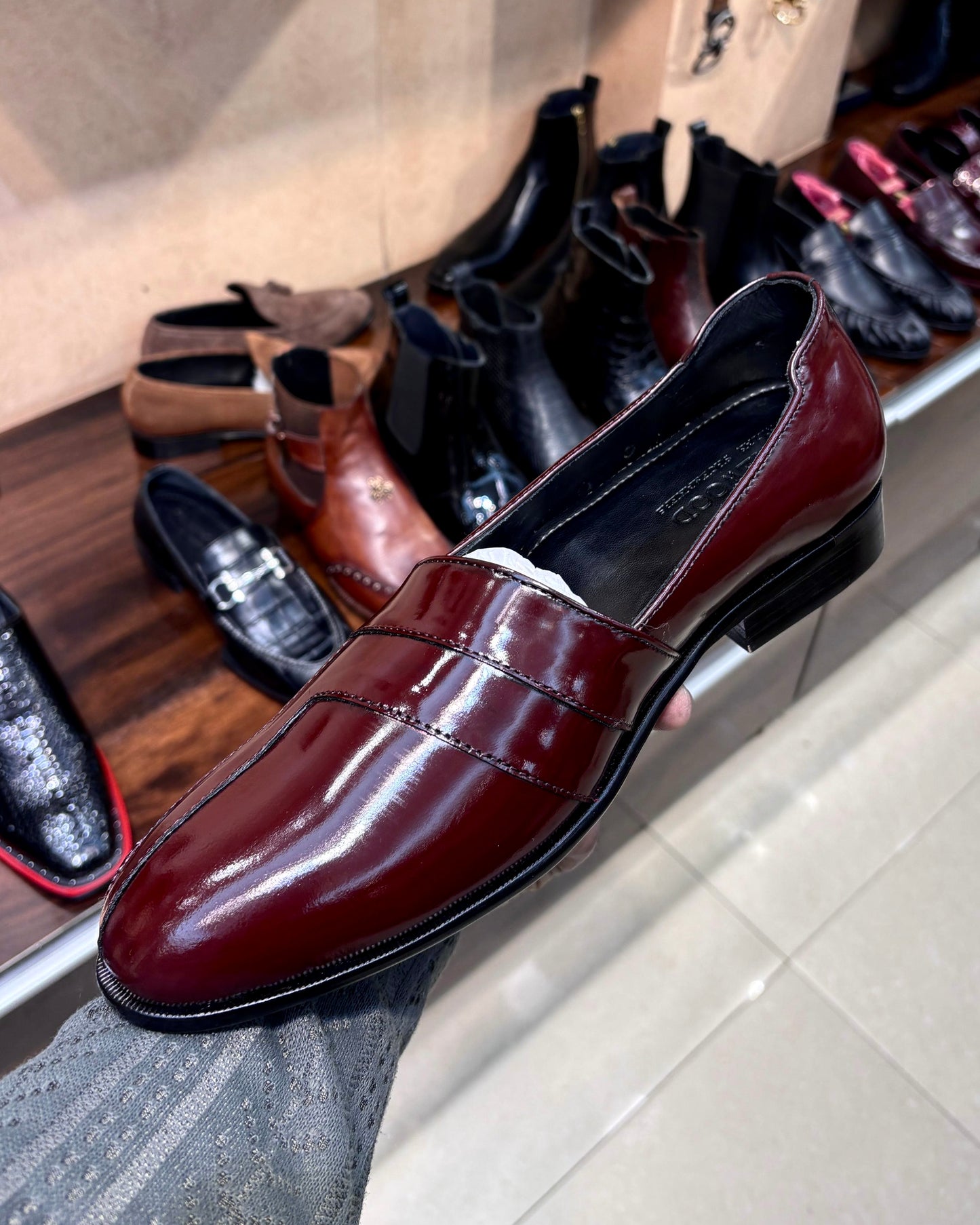 Burgundy Ethnic Slip-ons