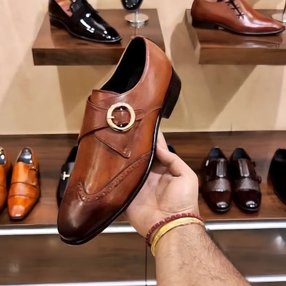 Tan Wing-tip Single Monks