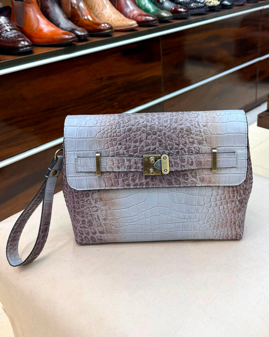 Exotic Himalayan Crocodile Scaled Cross Body Bag