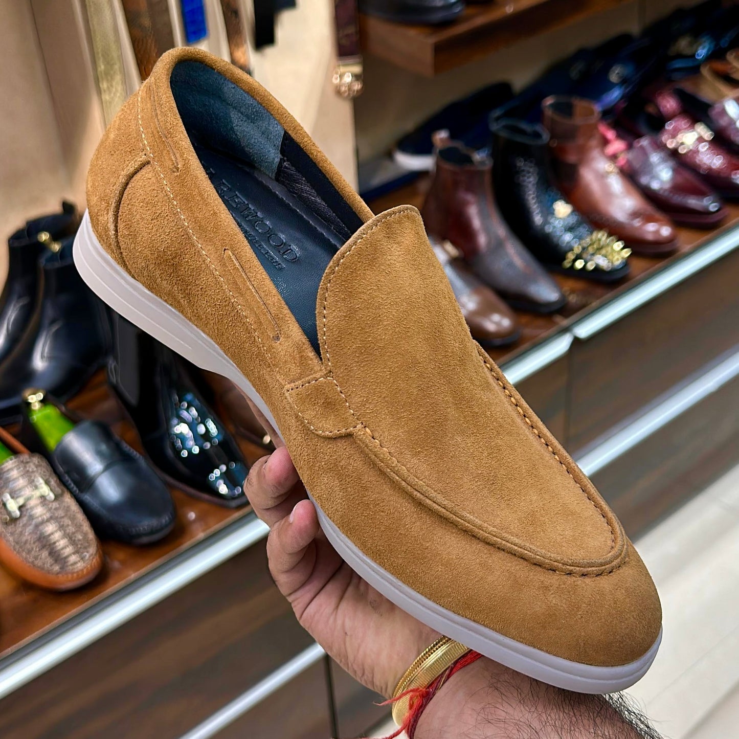 Smooth Tan Suede Yacht Loafers
