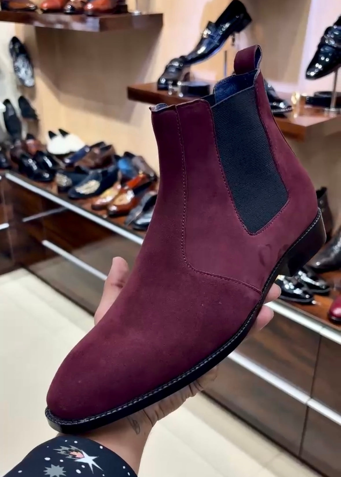 Pure Italian Wine Suede Chelsea Boots