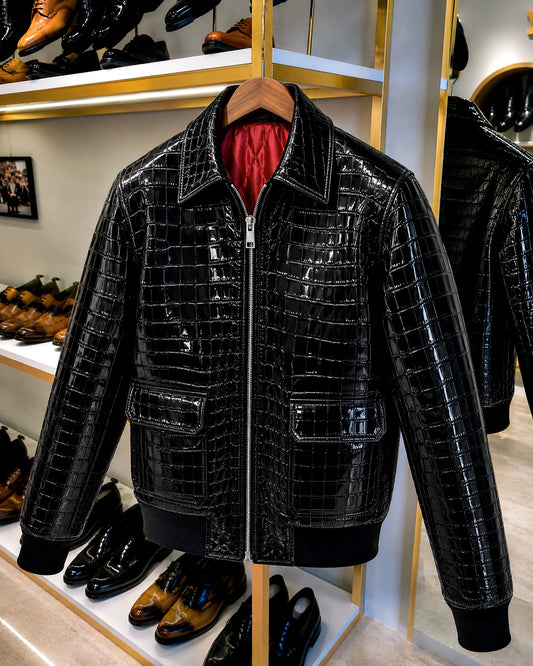 Black Patent Croco Jacket