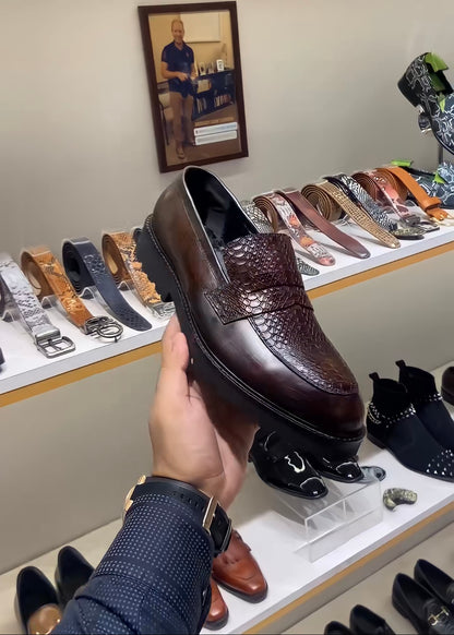 Brown Patina Boot Sole Moccasins