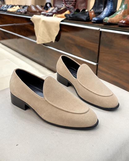 Beige Suede Belgian Loafers