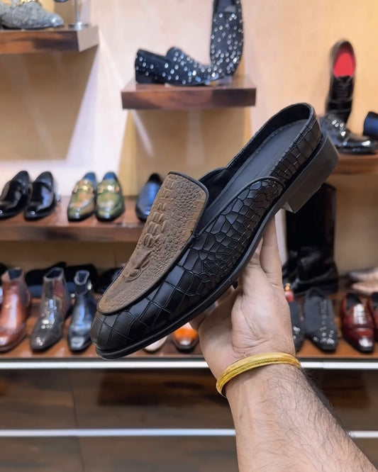 The Boss Mules in Dual-tone Alligator Scaled Leather