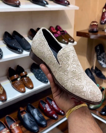 Classic Sherwani Wood Sole Slip-ons