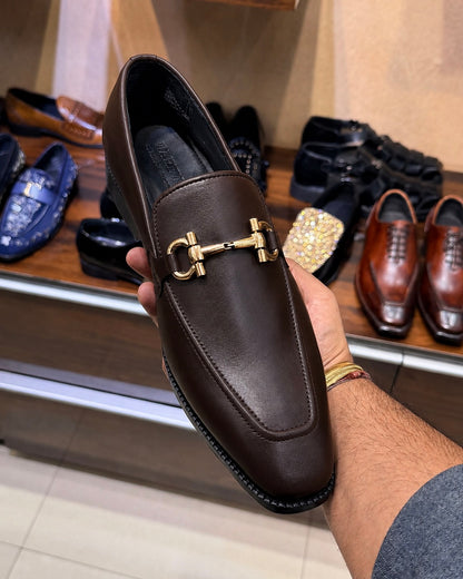 Dark Brown Horsebit Loafers