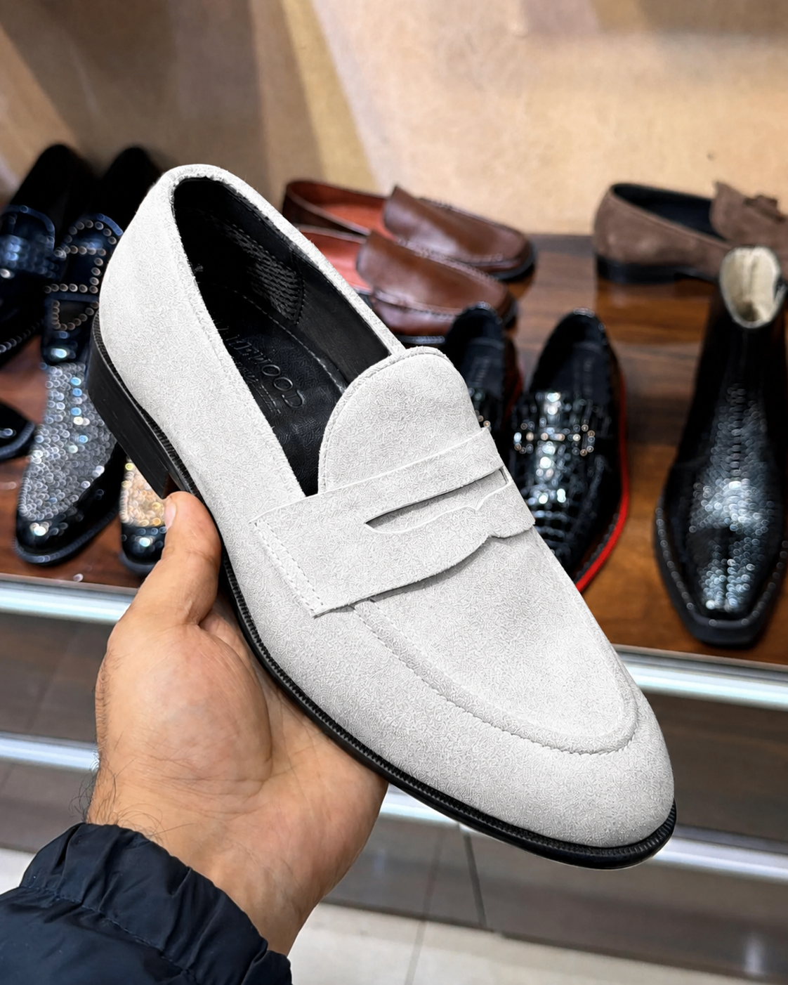 Classic White Suede Penny Loafers