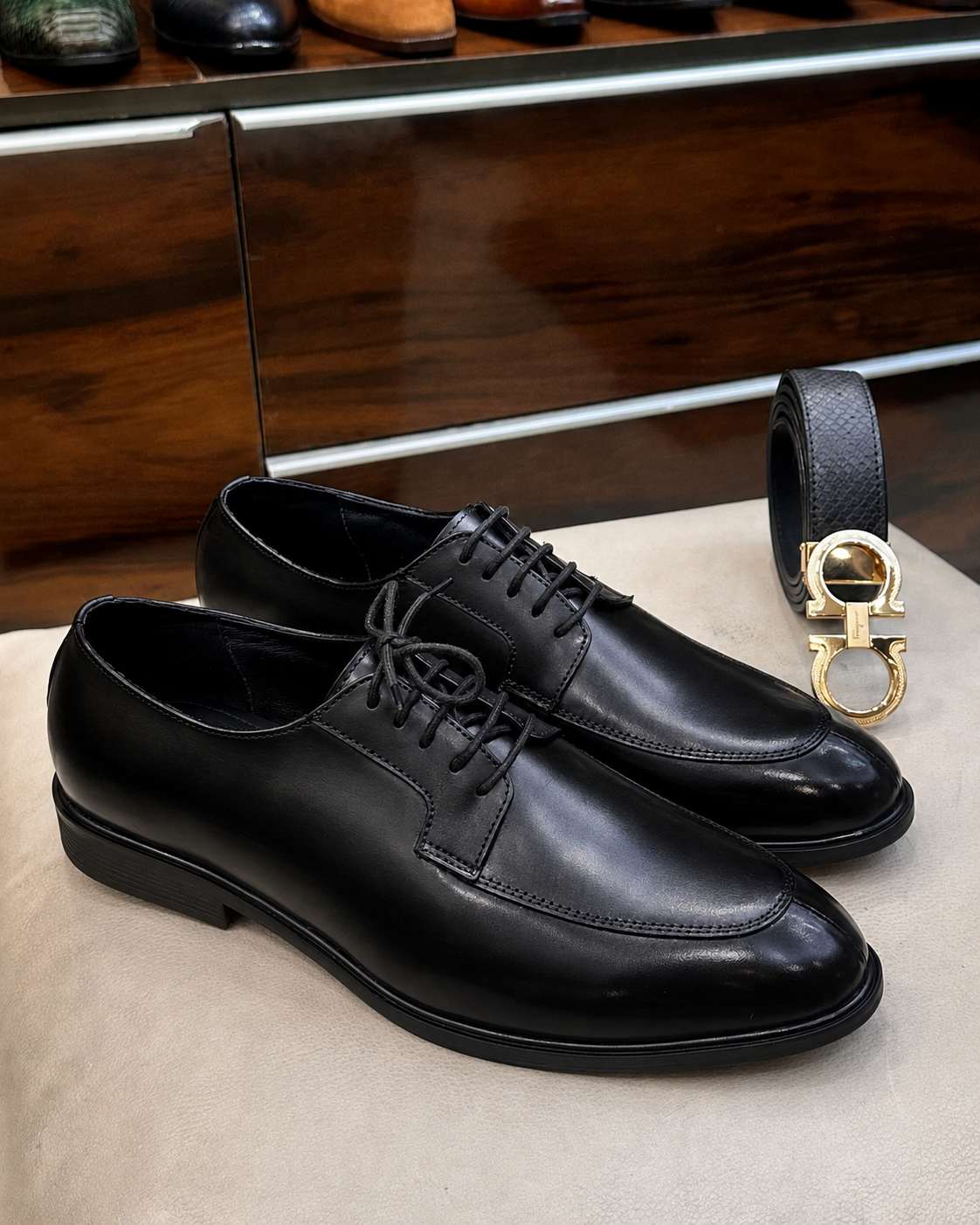 Black Split Toe Derby Shoes