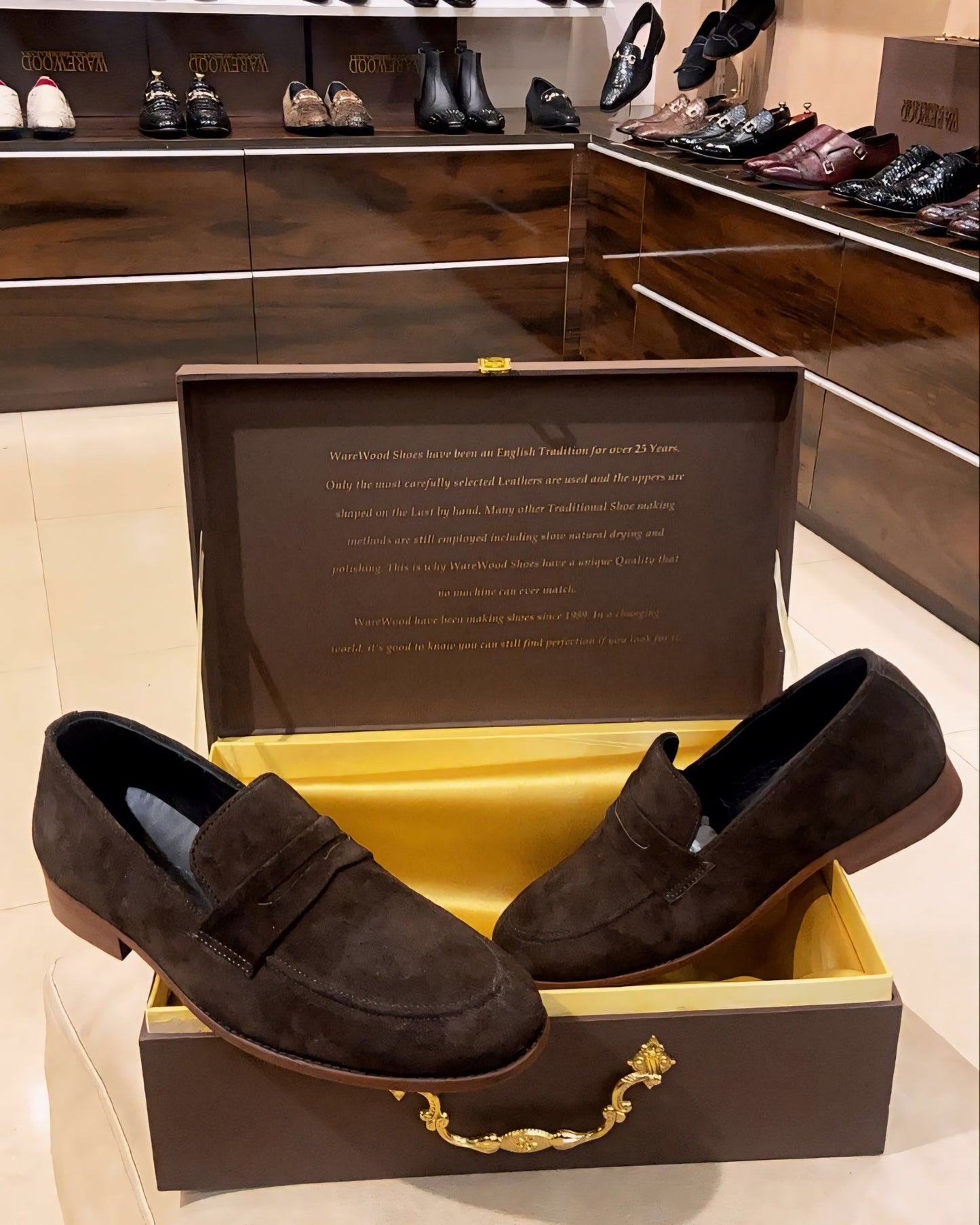 Coffee Brown Suede Penny Loafers