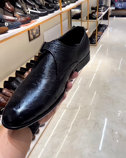 Black Ostrich Scaled Single Monks