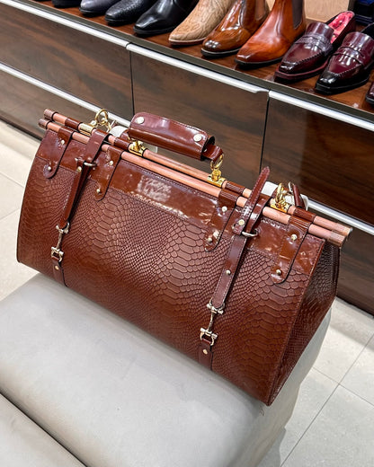 Brown Cobra Scaled Duffel Bag