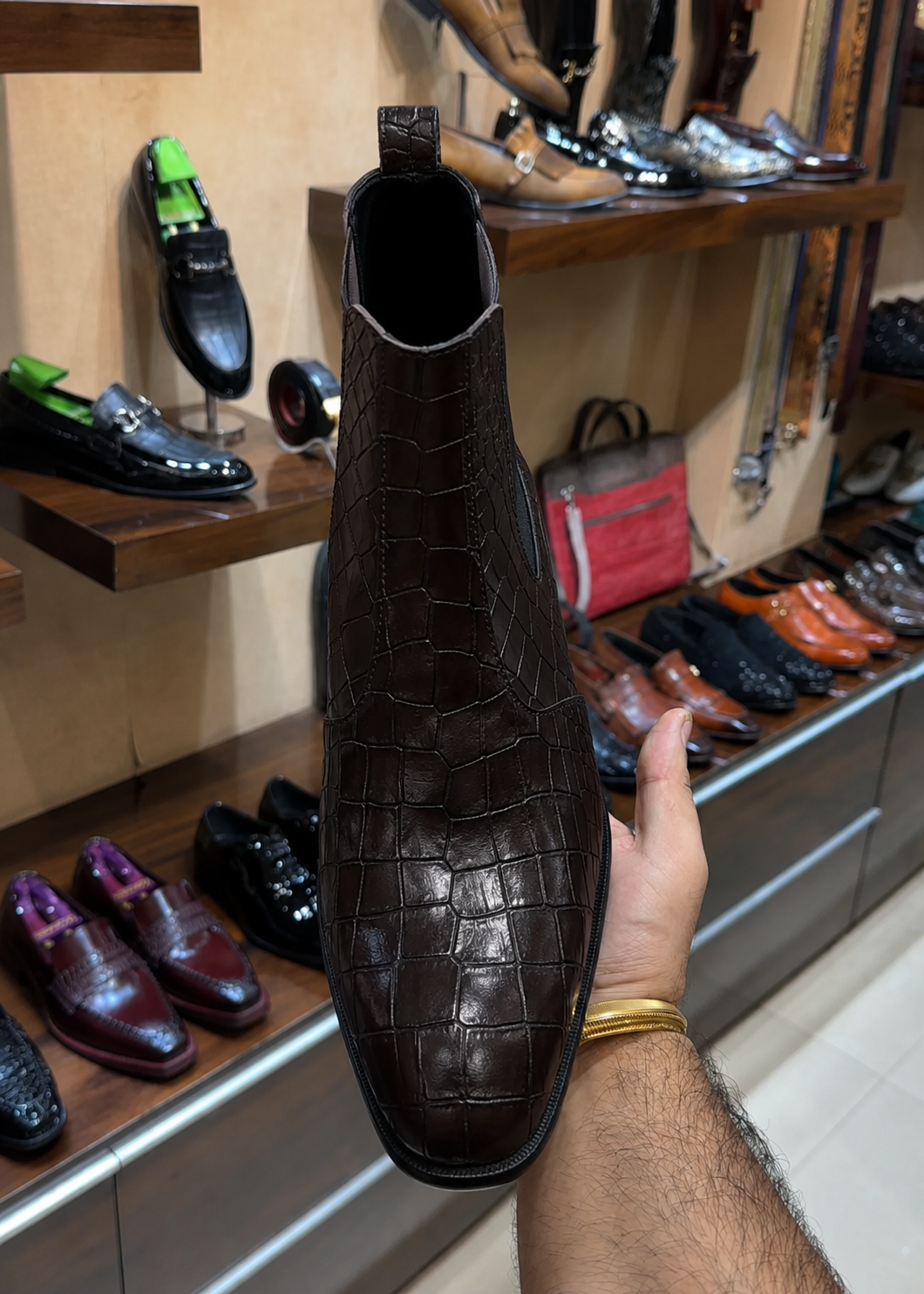 Brown Crocodile Chelsea Boots