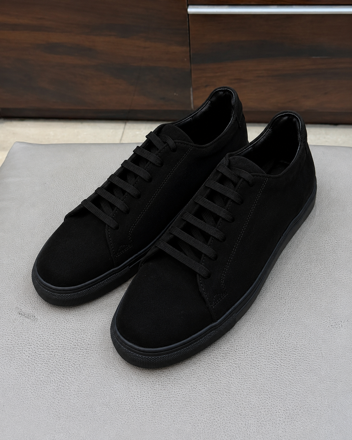 Black Suede Low-top Sneakers