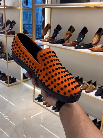 Orange Studded Sneakers