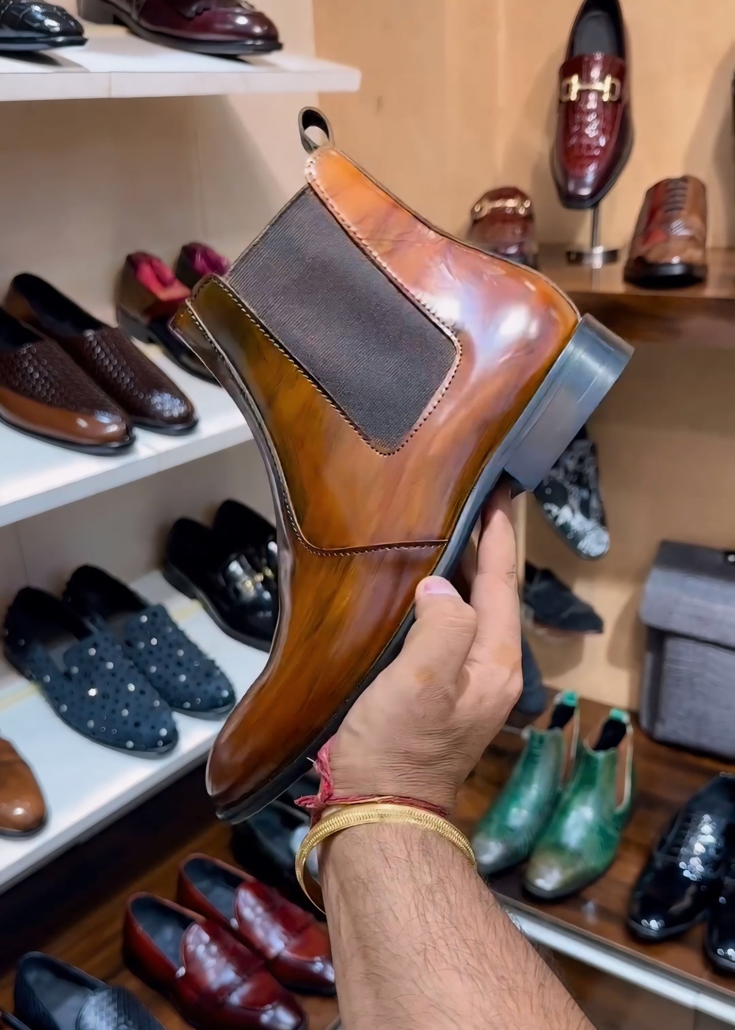 Tan Patina Chelsea Boots