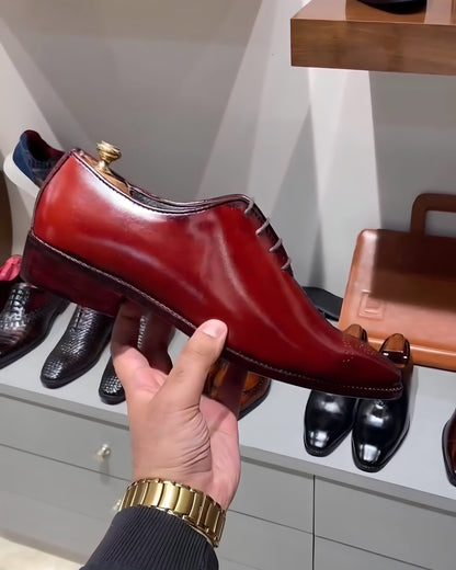 Cherry Red Patina Wholecut Oxfords