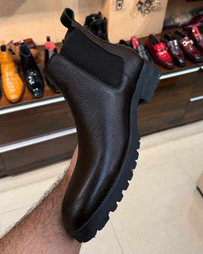 Dark Brown Chunky Chelsea Boots