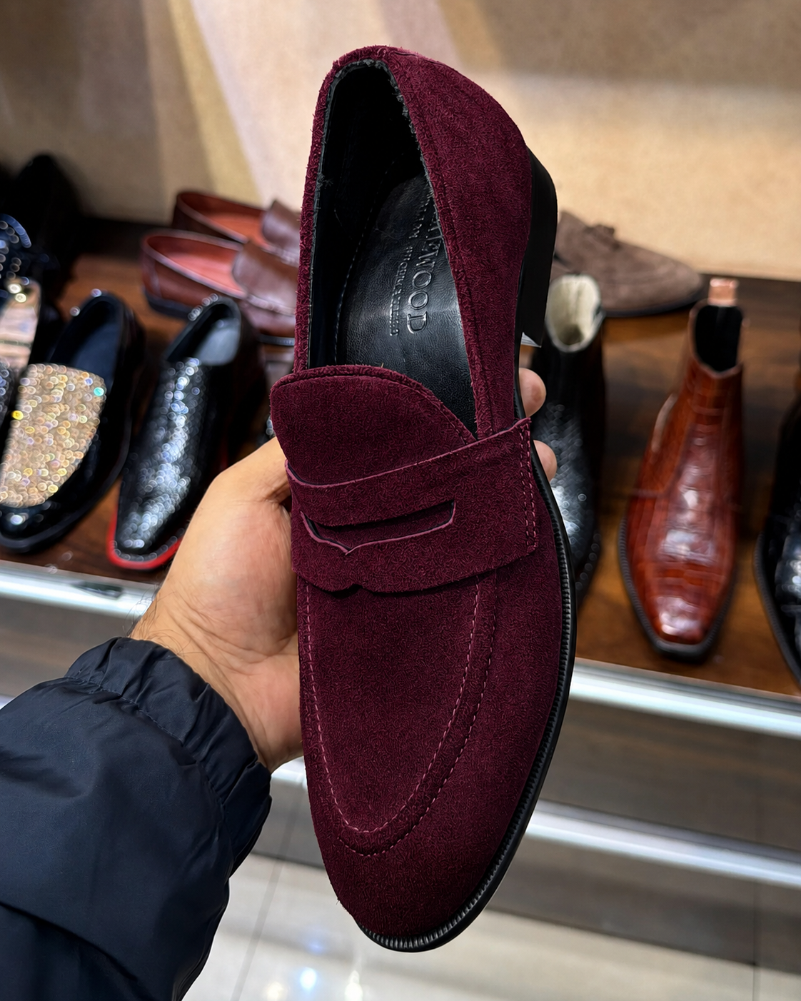 Classic Burgundy Suede Penny Loafers