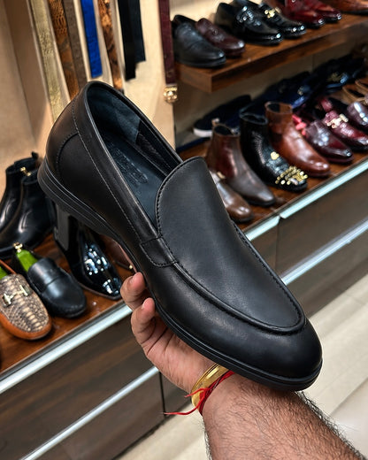 Black Calfskin Leather Yacht Loafers