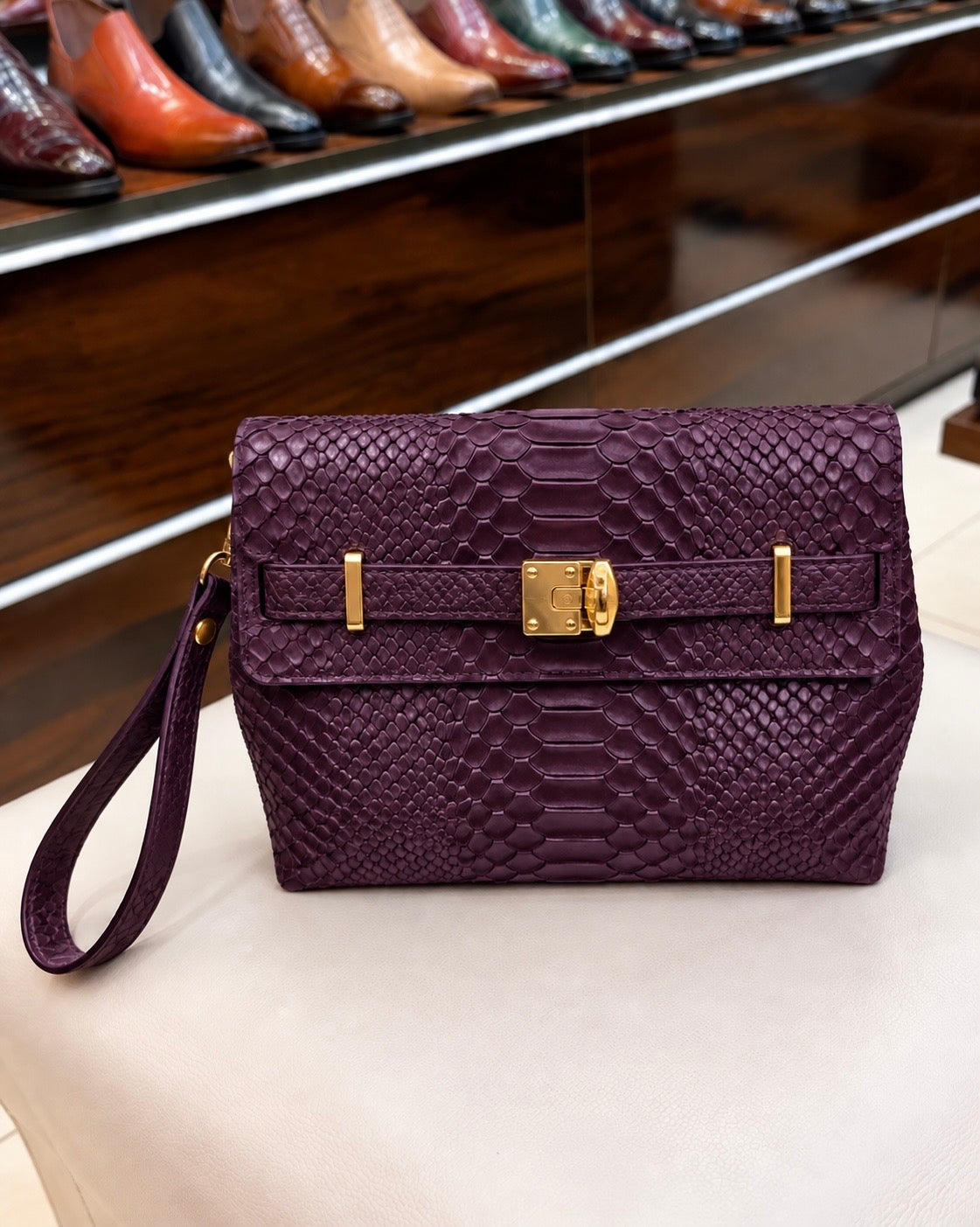 Purple Cobra Scaled Cross Body Bag