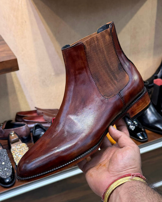Cognac Brown Chelsea Boots on Italian Last