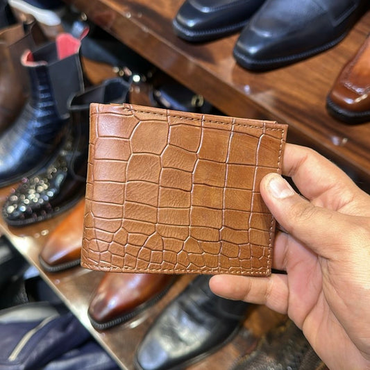 Tan Crocodile Scaled Wallet