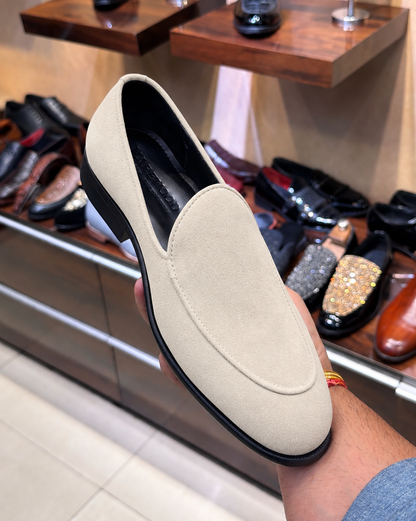 Beige Suede Belgian Loafers