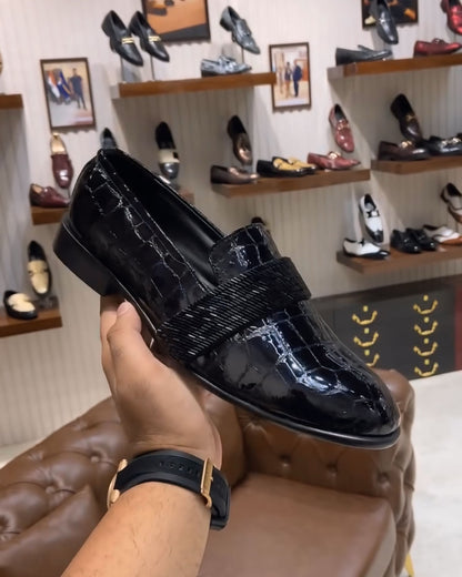 Luxe Edition Patent Croc Full Strap Loafers