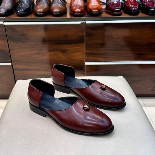 Mahogany Finish Ethnic Slip-ons
