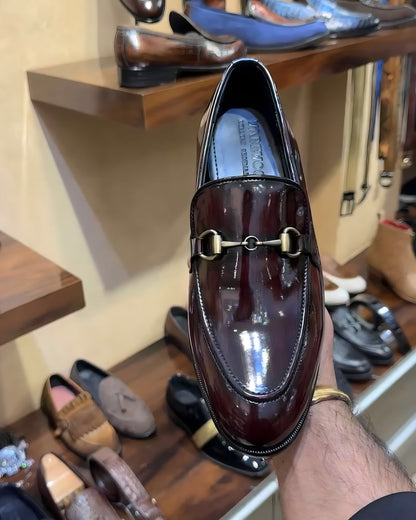 Brush-off Ox-blood Moccasins with Antique Buckle