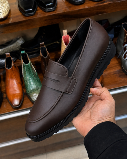 Dark Brown Chunky Penny Loafers