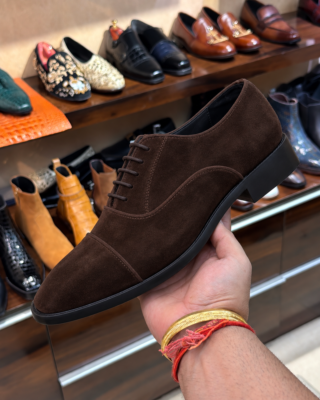 Brown Suede Cap Toe Oxfords