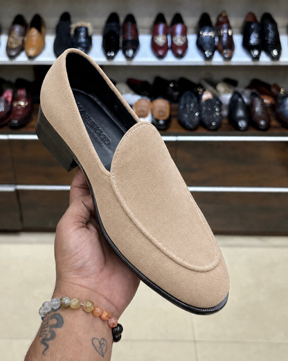 Beige Suede Belgian Loafers