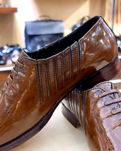 Classic Brown Patina Lace-up Oxfords