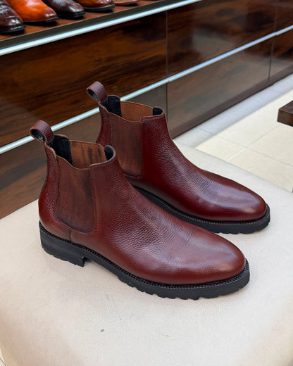 Chunky Brown Lug Sole Chelsea Boots