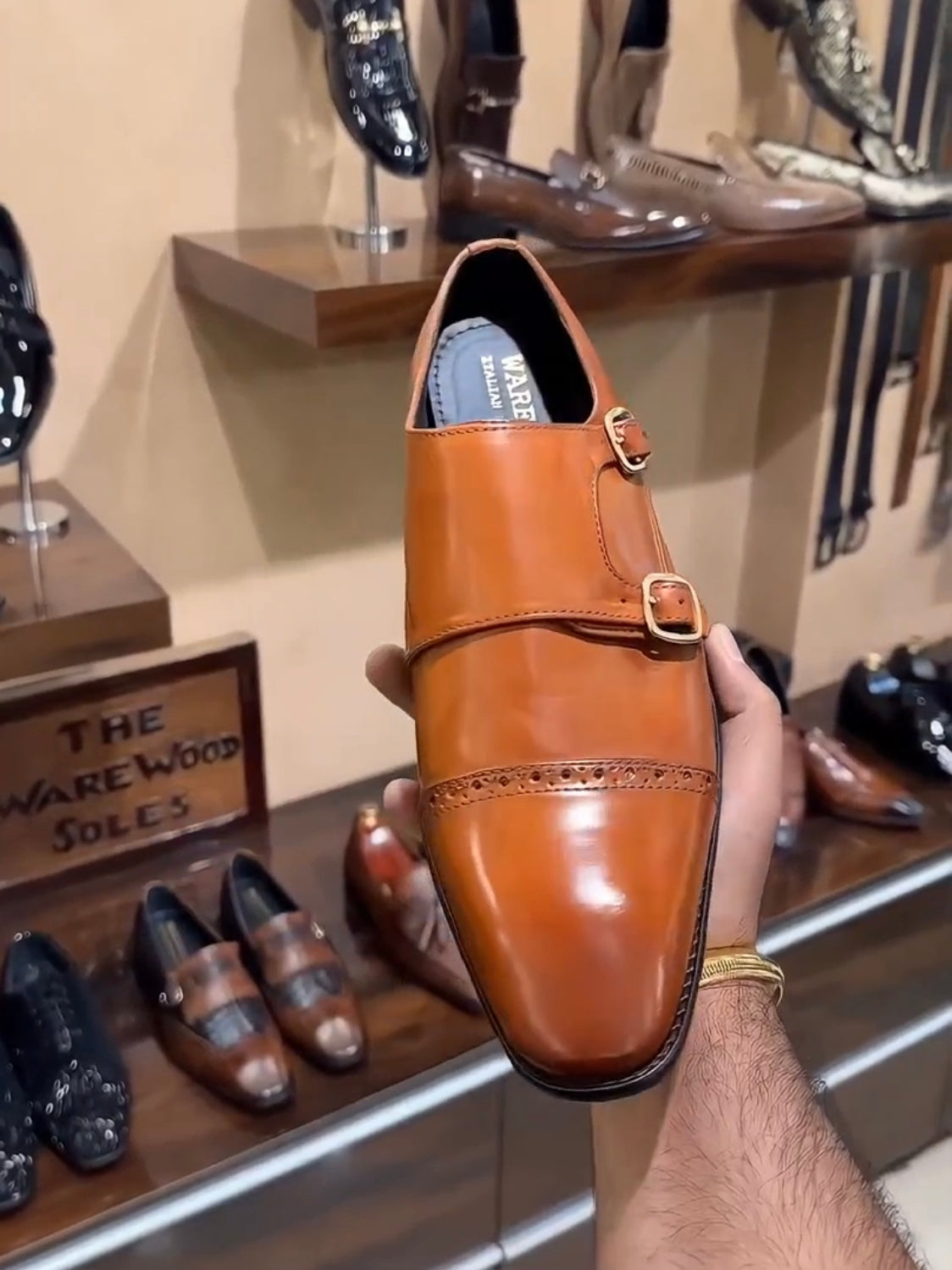 Tan Patina Captoe Double Monks