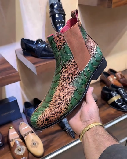 Exotic Ostrich Leg Scaled Zip Boots
