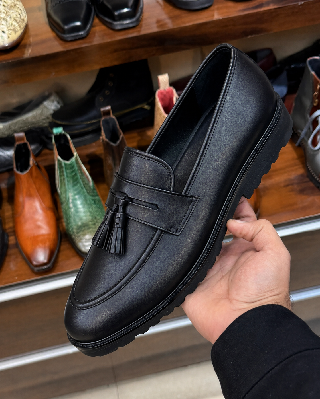 Black Chunky Tassel Loafers