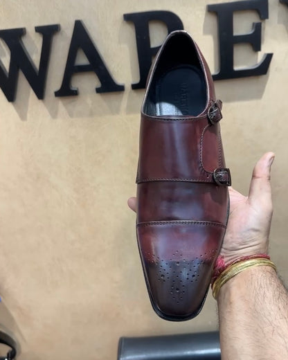 Burgundy Patina Dual-tone Double Monks