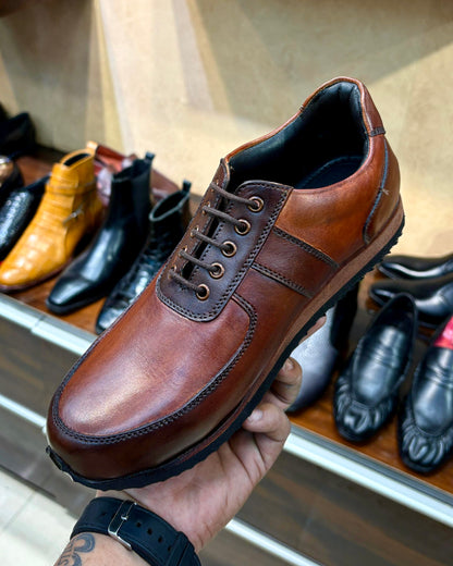 Burnished Tan Sneakers with Eva Sole