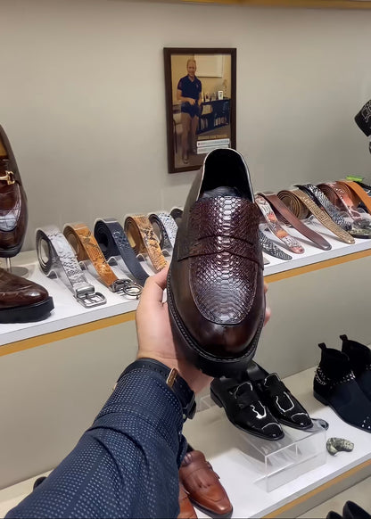 Brown Patina Boot Sole Moccasins