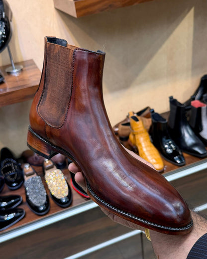Cognac Brown Chelsea Boots on Italian Last