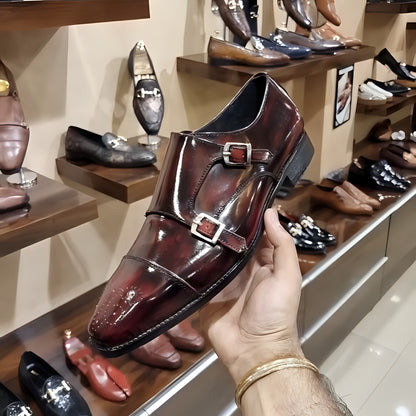 Wine Patina Mirror Gloss Captoe Monks