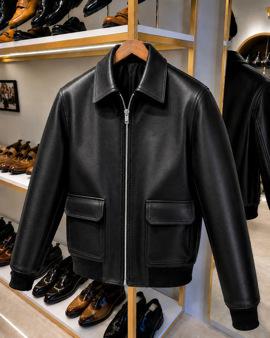 Black Calfskin Leather Jacket