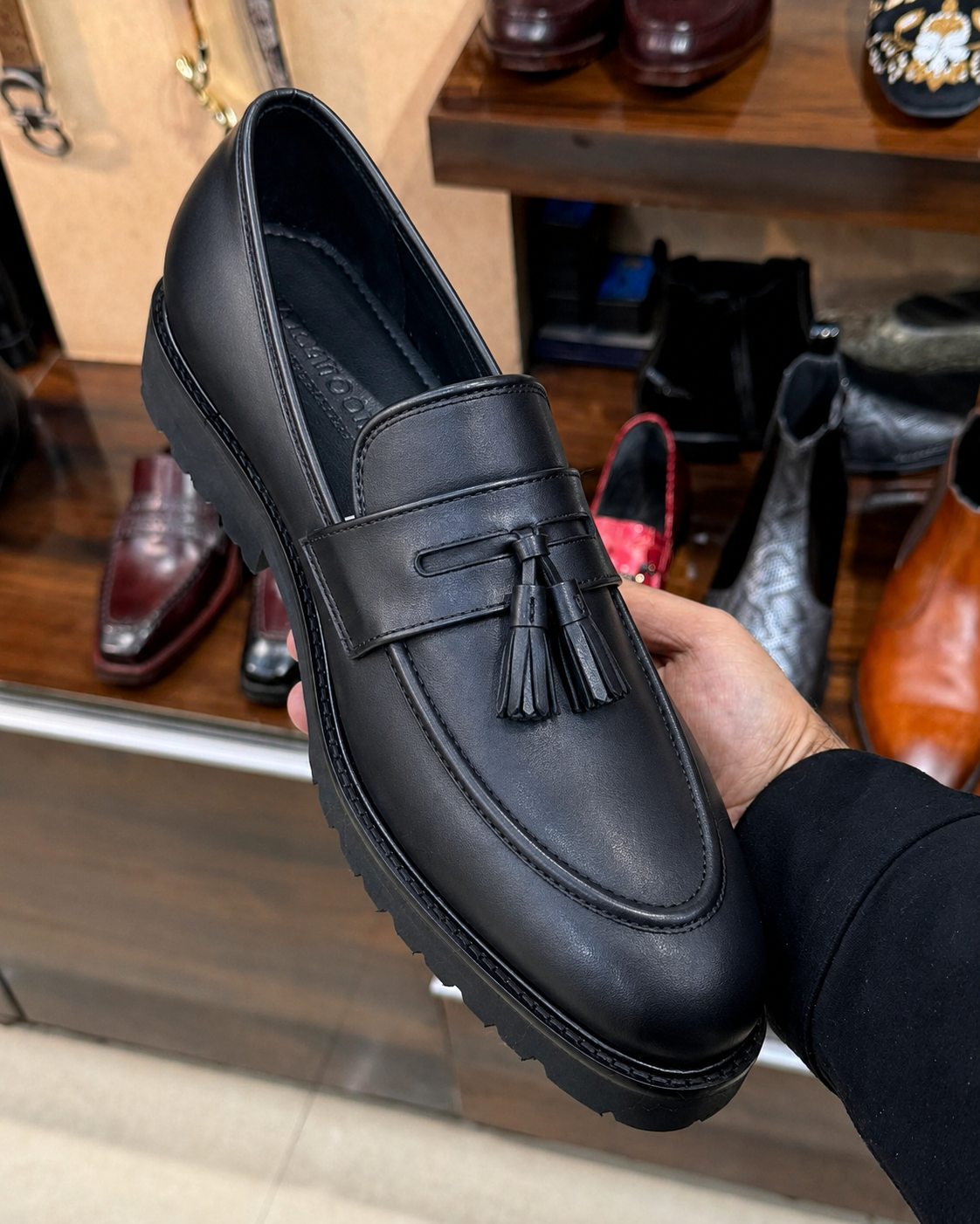 Black Chunky Tassel Loafers